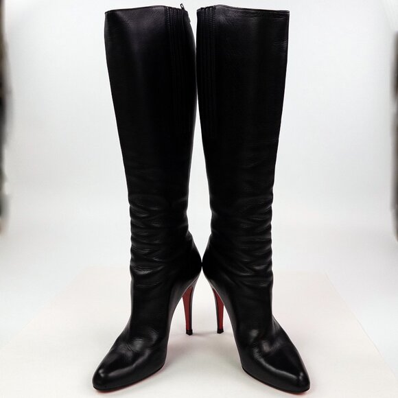 Christian Louboutin Shoes - Christian Louboutin Black Leather Bourge 100 Knee-High Boots